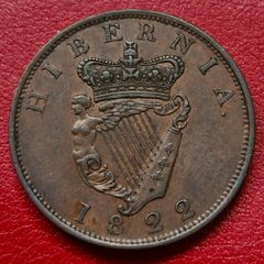 Ireland Hibernia Penny 1822 - King George IV coin