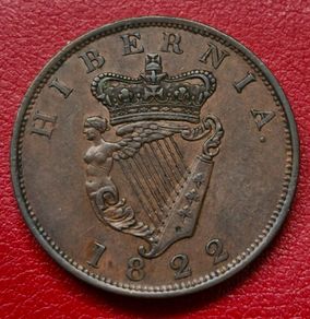 Ireland Hibernia Penny 1822 - King George IV coin