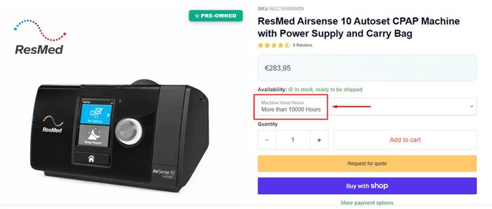 Resmed AirSense 10 CPAP Machine (Heated tube + Humidifier + 2 Masks)