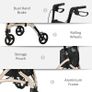 3 Wheel Rollator, Lightweight Aluminium Tri Walker with Adjustable Handle, Storage Bag and Dual Brakes, Folding Mobility Walking Aid for Elderly, Handicapped, 5.3kg, Gold Image 3
