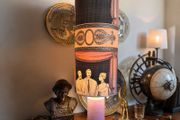 Elegant Ceramic Table Lamp with Fornasetti Paper Lampshade