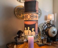 Elegant Ceramic Table Lamp with Fornasetti Paper Lampshade