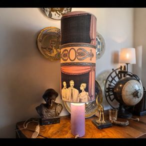Elegant Ceramic Table Lamp with Fornasetti Paper Lampshade