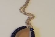 DesignSix London Mayford Necklace Silver &amp; Navy New With Tags Lobster Clasp