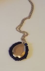 DesignSix London Mayford Necklace Silver & Navy New With Tags Lobster Clasp