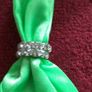 Fancy bright green satin dress with crystals Image 5