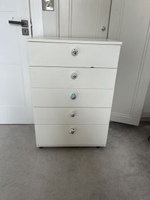 White Drawers Blue Handles