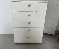 White Drawers Blue Handles
