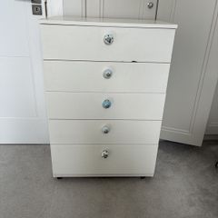White Drawers Blue Handles