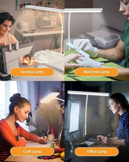 160 LED Desk Lamp Super Bright Dimmable Clamp Lamp for Home Office with 3 Colour Temperatures and 10 Brightness Levels, Office Lamp with 10W USB Adapter