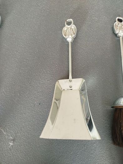 Vintage Chrome & Brass Fireplace Companion Set hell Motif (5 Piece)
