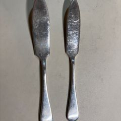 Pair 1910s Sheffield solid silver butter knife