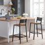 Bar Stools, Set of 2 High Chairs, Kitchen, Dining, Office Seating, Industrial Style, Rustic Brown and Black Image 2