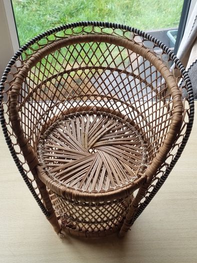Vintage miniature wicker armchair in the "peacock" style
