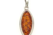 Vintage 925 Sterling Silver And Natural Baltic Amber Pendant