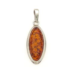 Vintage 925 Sterling Silver And Natural Baltic Amber Pendant