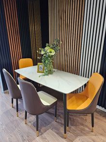 Stone/Ceramics Dining Table with Gold Ends