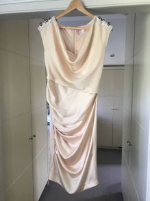 Fran & Jane cream satin runched dress