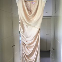 Fran & Jane cream satin runched dress