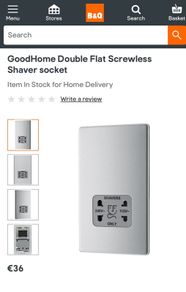 GoodHome Double Flat Screwless Shaver socket