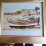 Vintage Algarve Framed Print. Portugal Harbour. Fishing Boats with gold Frame. Image 2