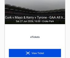 1 adult 2 kids gaa tickets cork v mayo / kerry v tyrone