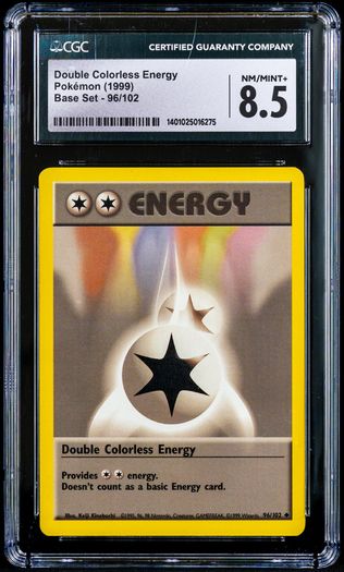 Double Colorless Energy 96/102 CGC 8.5 NM-Mint+ Uncommon WOTC Base Set 1999 Pokemon Card Vintage