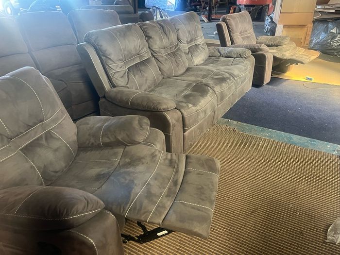 Grey 3+1+1 recliner sofa set couch
