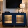 Rare Solid Wood IKEA Besta Vara - Made in Italy 1999 - Navy Reeded Glass TV Unit Image 7