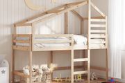 Loft Bed with Ladder and Roof without Mattress 90x190 cm Single