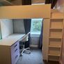 child's bunk bed single size with study desk and storage Image 2