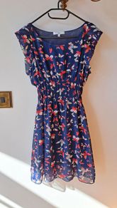 Navy print dress (New Look)