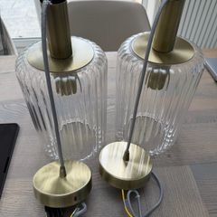 Brushed Brass Fluted Glass Pendant