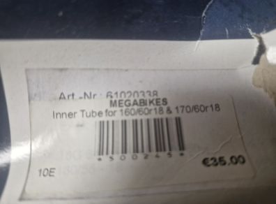 New Rear Tube 160/60r/18