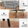 2-Seater Woven Resin Garden Sofa with Cushions and Pillows, Outdoor Sofa with Armrests, Dark Gray Image 7