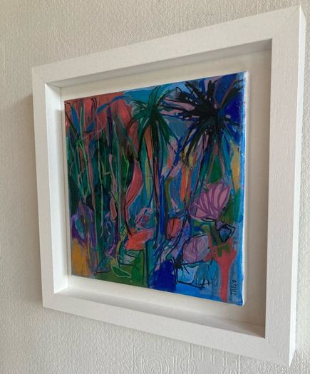 FREE Frame Original Art Original Painting Tropical Art Botanical Art Blue Painting