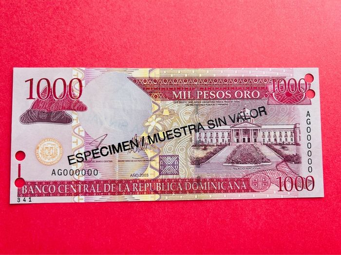 Dominican  Republic  1000 Pesos  2003. PICK 163s   SPECIMEN. ( Uncirculated )
