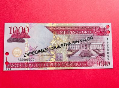 Dominican  Republic  1000 Pesos  2003. PICK 163s   SPECIMEN. ( Uncirculated )