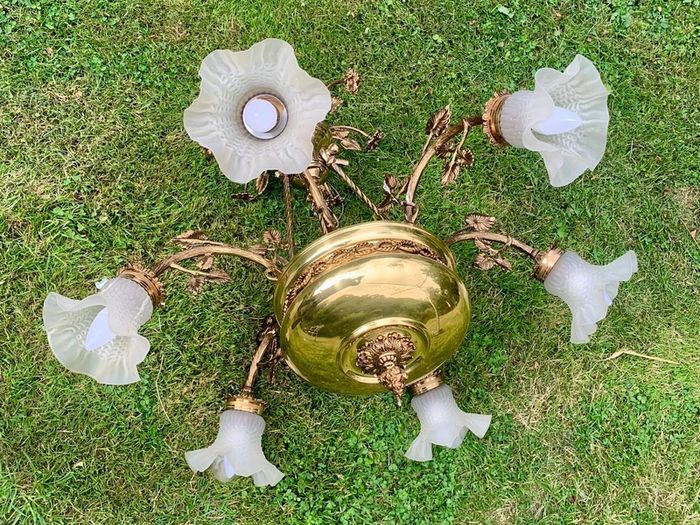 Vintage 6 arm brass chandelier