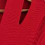 KAREN MILLEN Red Ribbed Knit Silver Studded Midi Sz M (Fit 8-10UK) - Rrp 165 (New) Image 2