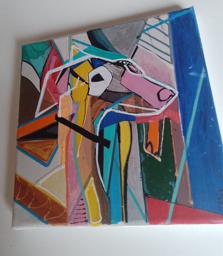 Original Painting of a Dog Framed Original Abstract Painting of Dog  Fauvist Art Figurative Art