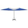 Double Parasol with Steel Pole Azure Blue 600 cm Image 2