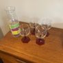 Luminarc Vintage Mid Century Hexagonal Red Stemmed Glasses ( 4 ) plus Free Water Jug Image 2