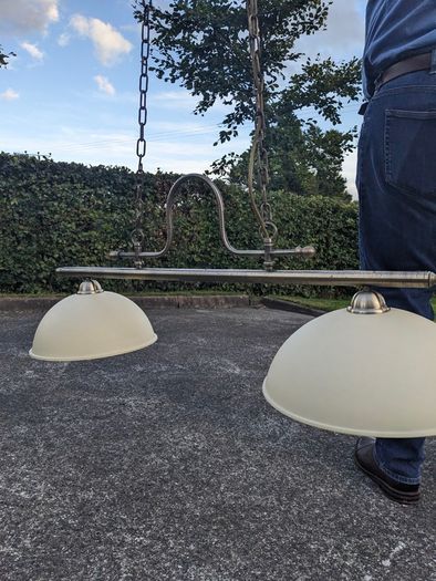 Pool table brass ceiling lights