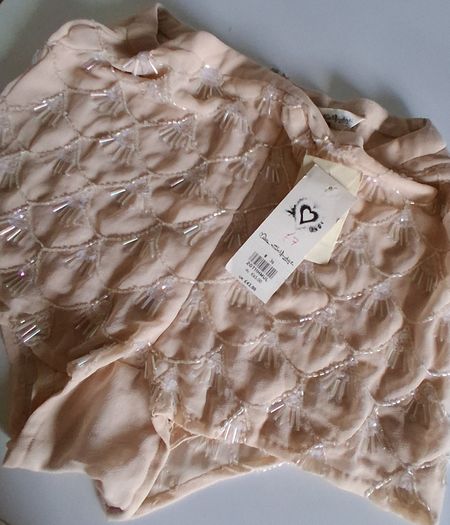 Miss Selfridges - Beige Cream Scallop Beading Vintage Style Shorts