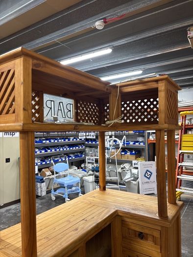 Modern wooden home bar