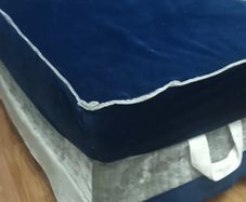 Navy Grey Velvet Ottoman with storage