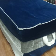 Navy Grey Velvet Ottoman with storage