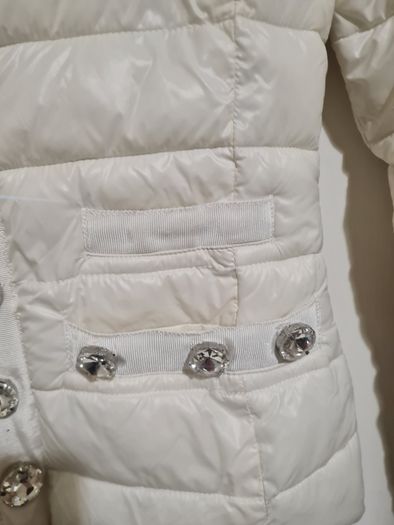 Pinko white puffer jacket crystal buttons
