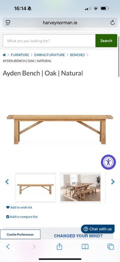 Dining table bench